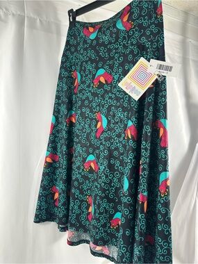 LuLaRoe Lola Skirt Women’s Small NWT Black Multicolor Bird Print Maxi Skirt